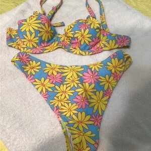 Colorful Floral Bikini Set NWOT